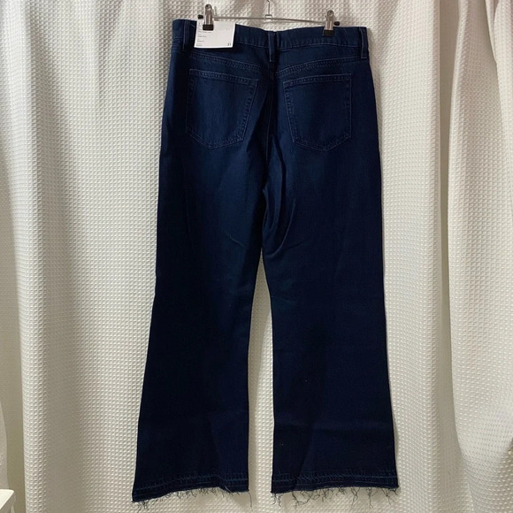 NWT LOFT Petite Unpicked Hem High Rise Wide Leg Jeans in Rinse Overdye Wash - Picture 7 of 8